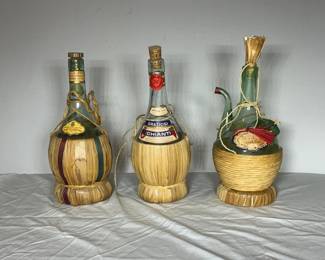 Chianti bottles with wicker wrap