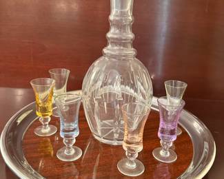 Decanter and cordial glasses