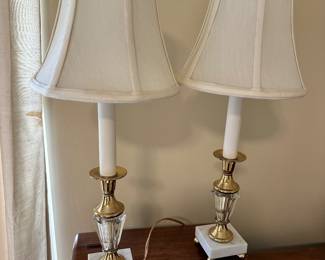 brass glass and marble lamps