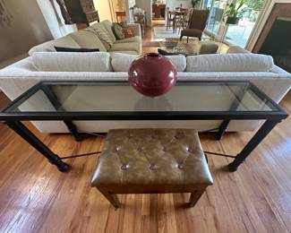 Artisan Pottery, Patinated Iron Sofa Table, Piano Bench
