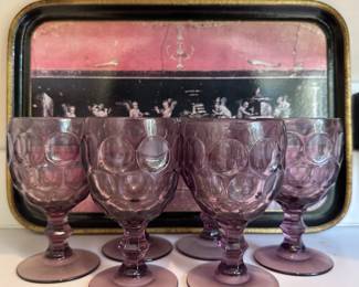 Amethyst Colored Thumbprint Goblets