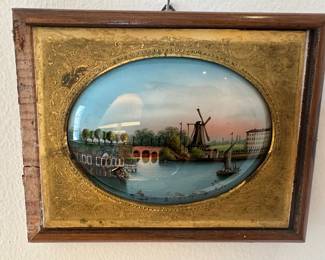 Reverse painted "Travel Souvenir"  German/Dutch/Belgian Scene