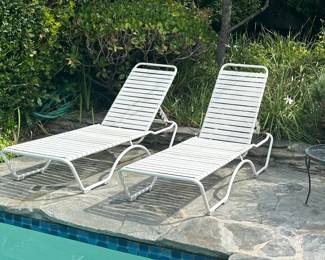 Chaise Lounges and Iron Side Table