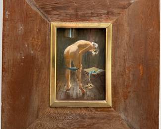 Nude, oil on board by Tran Mawicke (1911-1988 American)