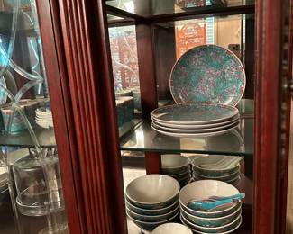 Vintage Mun Shou Turquoise Longevity Porcelain