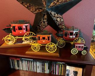 Two signed by artist Oscar Cortes (on wood base) and Large metal die-cast Franklin Mint Collectable