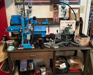 I call this room the gun / exercise room.  It has this gun reloading station, lots of gun accessories and exercise equipment.