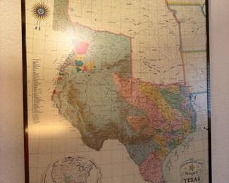 Nice framed commemorative map of Texas