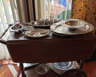 Serving cart with Longhorn steers for gameday
