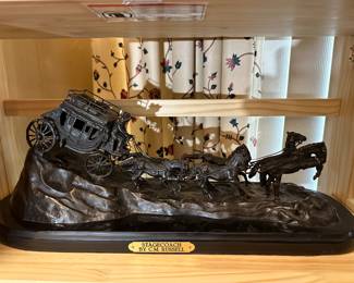 C.M. Russell bronze stagecoach on marble base (about 22" long in size)