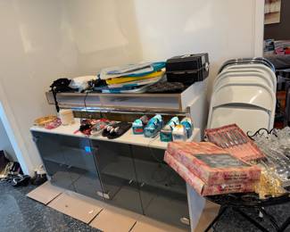 Utensils, folding chairs,