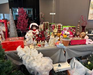 Christmas trees. Decorations, lights, flowers,