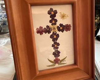 Framed Dried Flowers Purple Pansies