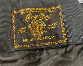 Tag for the Vintage Original Approximately 1909 20th Century Black Evening Gown, Edwardian, Ball Gown, Made Expressly for Levy Brothers, Houston, Texas