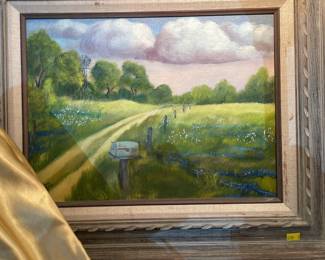 Field of Blue Bonnets Country Road Mailbox