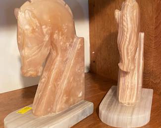 Vintage Onyx Horse Figurehead Bookends