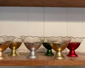 Vintage Colorama Aluminum Ice Cream Set Sherbert Set Heller-Hostess Ware Retro