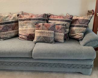 Oversized Sage Sofa with Throw Pillows