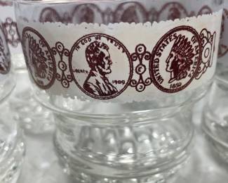 Vintage Barware Libbey Glass Copper Penny Penny Low Ball Hobnail Base Stacking