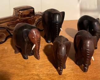 Hand Carved Elephants Mahogany