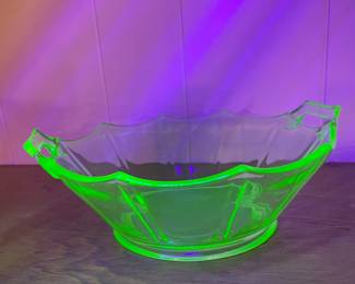 Depression Glass Green Uranium Bowl
