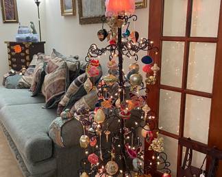 Oversized Sage Sofa, Vintage Ornaments