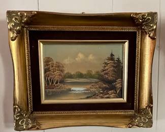 Framed Oil on Canvas Riverbed Early Fall