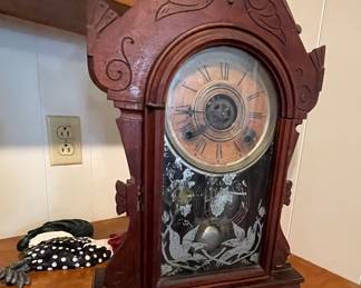 Backside of Antique Mantel Clocks ~ Warren Telechron & Seth Tomas Tudor Model