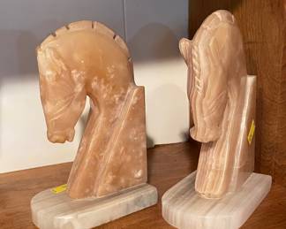 Vintage Onyx Horse Figurehead Bookends