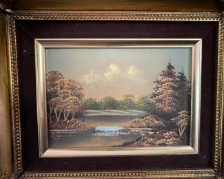Framed Oil on Canvas Riverbed Early Fall