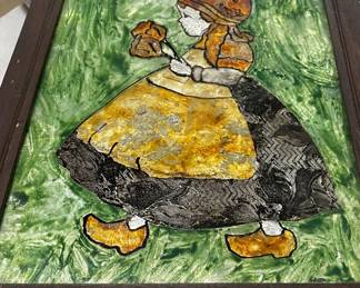 Glass Reverse Painted Dutch Girl