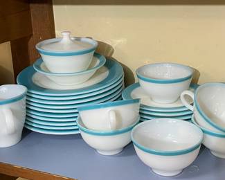 Vintage Pyrex Aqua Blue/Turquoise Band