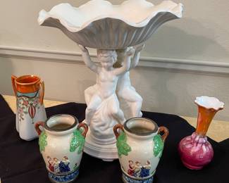 Cherub Floral/Fruit Dish, Grecian Urns Made in Japan, Lusterware