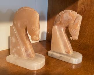 Vintage Onyx Horse Figurehead Bookends