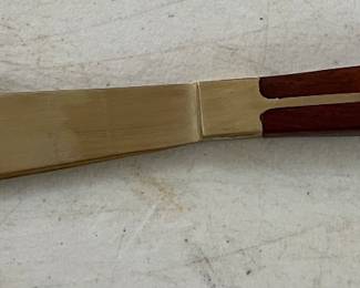 12 Piece Place Setting Teak Wood & Bronze Flatware Set (Approximately 147 Pieces) Included with Korean Wood Brass Bound Bandaji Scholars Style Chest Chinoiserie