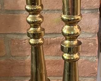 Tall Brass Candlesticks with Candles