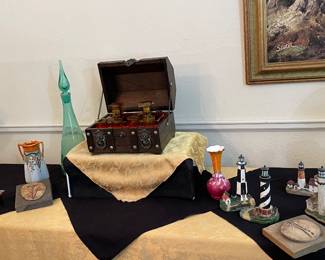 Lusterware, Treasure Chest Decanter Storage, Resin Lighthouses