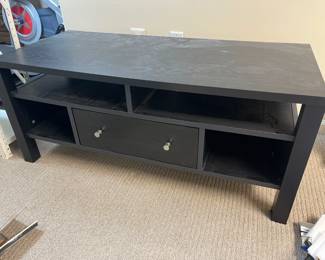 Black Wood Finish TV Console with one drawer