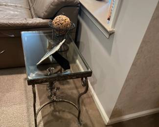 Glass/Iron Side Table 