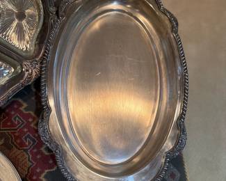 Antique Silver Plate Oval Serving  Tray 