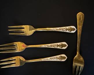 Vintage Genuine Enameled Siam Cocktail Forks by Globe - Thailand 