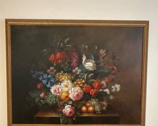 Oil Painting Flowers and Fruits - European Artist 