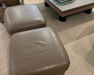 Tan Leather Ottomans 