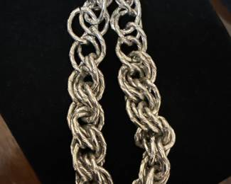 Graziano Gold Tone Interlocking Chain Necklace 