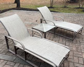 Outdoor Chaise Lounge Chairs &  Table - Aluminum