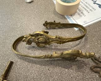 Antique French Bronze Louis XV Style Set of Tie Backs