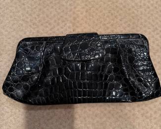 faux crocodile black clutch purse 