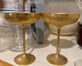 Leonard Silverplate Champagne Glass Brass 