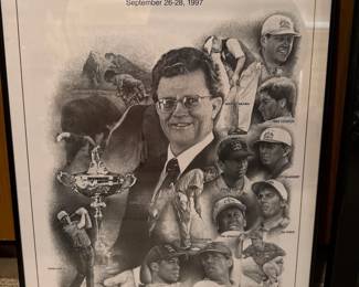 1997 "32nd" Ryder Cup Matches adn Matted Framed Poster with Printed signatures 