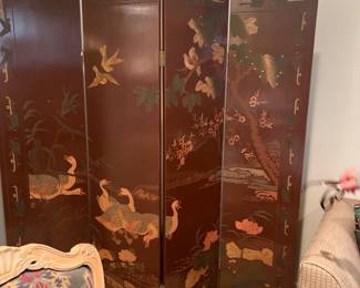 Japanese Rosewood Folding Screen 